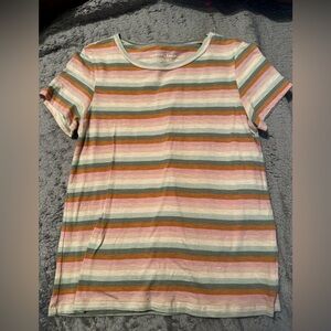 American Eagle Outfitters Women’s Striped Tee - Pink, Green, Orange